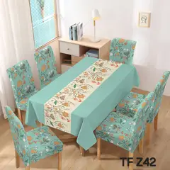 ANGELES DEL HOGAR - Set Completo Mantel Antimanchas 140cm x 220 cm + 6 Fundas