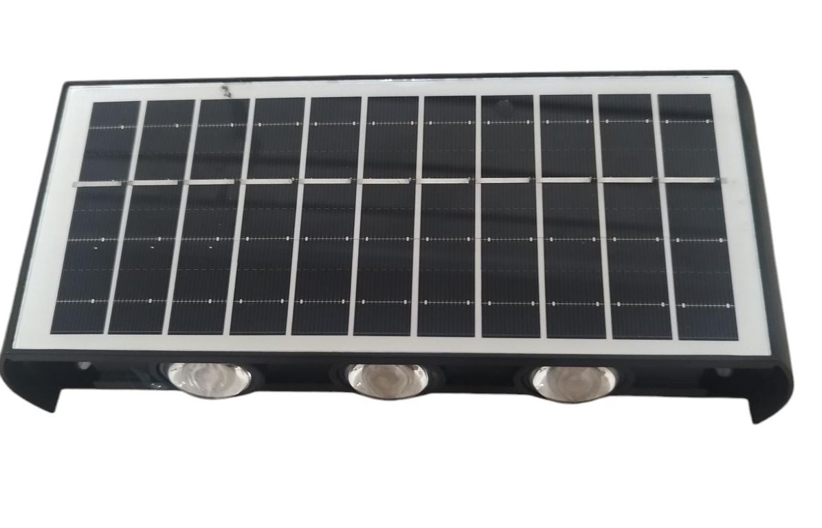 APLIQUE LAMPARA DE PARED SOLAR 6 LEDS LUZ CALIDA IP65