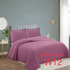 ANGELES DEL HOGAR - Cobertor de Verano Algodón Con Pompon King Rosa Amaranto