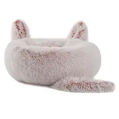 GENERICO - Cama De Mascota Tipo Donut Con Cola XXL 80 Cm Luri Pets Rosa