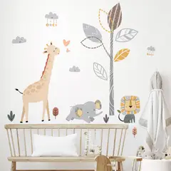 CREA TALLER - León jirafa y elefante vinilo deco muro dormitorio infantil