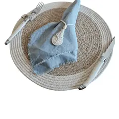 TELARES DE ESTILO - Set 6 Individuales de 33 cm para Mesa Terraza Fibra Natural Mantel