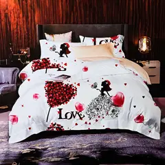 GENERICO - JUEGO DE SABANAS 2.5 PLAZAS KING LOVE CORAZON 631