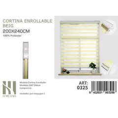 ANGELES DEL HOGAR - Cortina Roller Duo Lisa 200 cm x 240 cm Beige