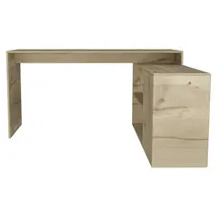 FMFURNITURE - Escritorio En L con 1 Puerta - Café Claro 76.5x151.5x116.5 cm.
