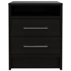 FMFURNITURE - Velador 2 Cajones - Negro 50.7x40x37.3 cm