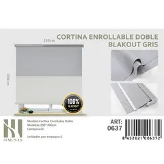 ANGELES DEL HOGAR - Cortinas Roller Blackout Doble 200 cm x 200 cm Gris