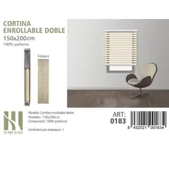 ANGELES DEL HOGAR - Cortina Roller Duo Lisa 150 cm x 200 cm Beige Jaspeada