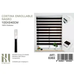 ANGELES DEL HOGAR - Cortina Roller Duo Lisa 100 cm x 240 cm Negro