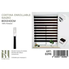 ANGELES DEL HOGAR - Cortina Roller Duo Lisa 80 cm x 240 cm Negro