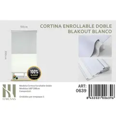 ANGELES DEL HOGAR - Cortinas Roller Blackout Doble jaspeada 100 cm x 200 cm Blanco