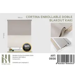 ANGELES DEL HOGAR - Cortinas Roller Blackout Doble jaspeada 180 cm x 200 cm Kaki