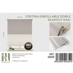 ANGELES DEL HOGAR - Cortinas Roller Blackout Doble jaspeada 200 cm x 200 cm Kaki