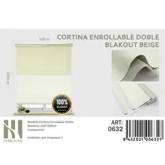 ANGELES DEL HOGAR - Cortinas Roller Blackout Doble  160 cm x 200 cm Beige