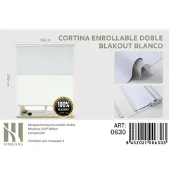ANGELES DEL HOGAR - Cortinas Roller Blackout Doble  160 cm x 200 cm Blanco