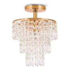 HOME NEAT - Lámpara de Techo de Cristal E27 3 Color - Oro