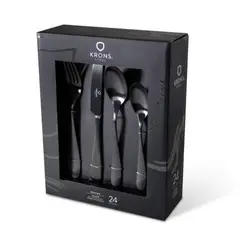 KRONS - Juego De Cubiertos Premium Black Acero Inoxidable