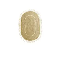 GENERICO - Alfombra Ovalada 120x80 Yute Natural Tejido Interior Exterior