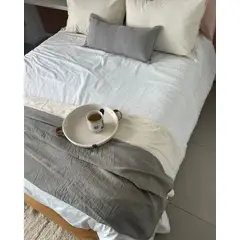 GENERICO - Funda De Plumón King+2fundas 70x50 Tusor 100% algodon Off White