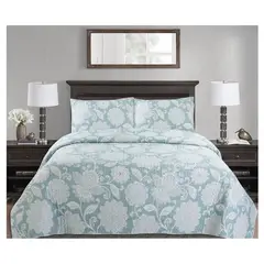 COMPRAPO - Cubrecama Quilt Liviano 2 Plazas Mandala Menta + 2 Fundas 50x70 Cm