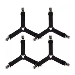 GENERICO - 4 Unidades Sujetadores De Sábana De Cama Correa Ajustable negro