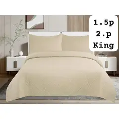 GENERICO - Cobertor de verano tipo Quilt con fundas - 2 Plazas Beige