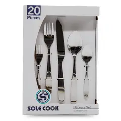 GENERICO - Juego de Cubiertos Acero Inoxidable 20pza elegante y moderno plateado