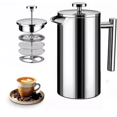 KUANGYE - Cafetera Prensa Francesa Acero Inoxidable Doble Pared 800ml