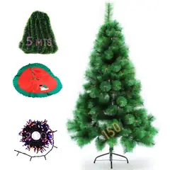 GENERICO - Set Arbol Navidad Pino 150cm Guirnaldas + Alfombra + Luces