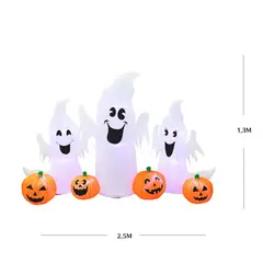 HALLOWEEN - FAMILIA DE FANTASMAS Y CALABAZAS INFLABLE LED 1,3 X 2,5 M