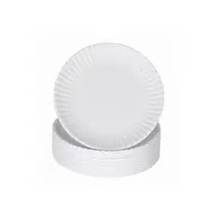 GENERICO - 20 Platos De Carton Blanco Desechables 21 Cm