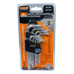 GENERICO - Set Llaves Allen Estrellas M 9 Pzas Herramienta Profesional