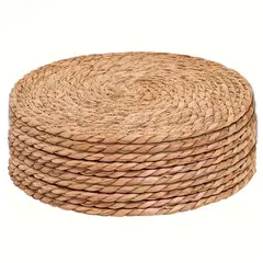 GENERICO - Juego de 4 individuales de 100 % tejido de yute, redondos de 38 cm