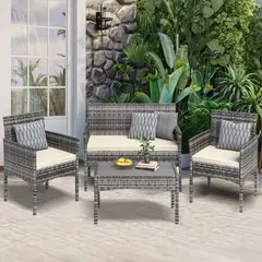REBONEC - Juego de Living de Terraza 4 Personas Gris