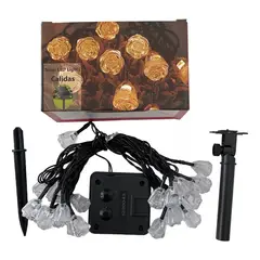 GENERICO - Luces Guirnalda Solar Navidad Flores 0042 Calida
