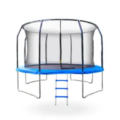 PWRFITNESS - Cama Elastica con malla y Escalera 4.26mt 14Ft Azul