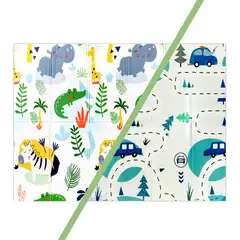 BEBESIT - Alfombra Antigolpes Plegable 180X120 Auto y Jungla