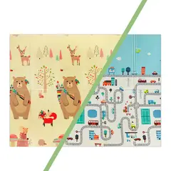 BEBESIT - Alfombra Antigolpes Plegable 180X200 Oso y Ciudad