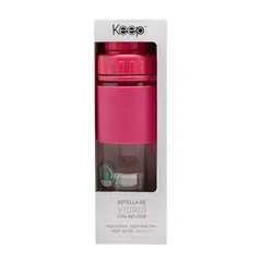 KEEP TITANIO - Botella De Vidrio Con Infusor Té Hierbas 410ml Keep Rosa