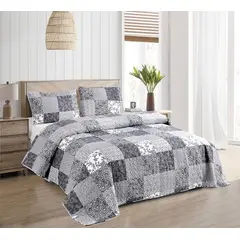 GENERICO - Cobertor de Verano Quilt / Cubrecamas 2 Plazas Azul Marino Cuadros