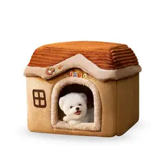 SANTU HOME & DECO - Cama para Perros tipo Casa Techo Desmontable