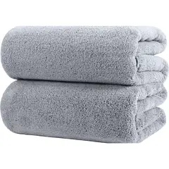 AZ AURAZEUS - Juego De 2 Toalla De Baño Gris Microfibra Playa De Mano Grande Az