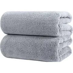 AZ AURAZEUS - Juego De 2 Toalla De Baño Gris Microfibra Playa De Mano Grande Az