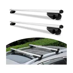 ANGELES DEL HOGAR - Barras Porta Equipaje Parrilla Auto Techo + Llave Aluminio 135cm