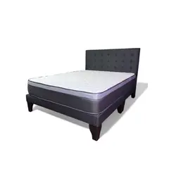 FLOBAL - Cama Europea 2 Plazas Base Dividida + Respaldo Abotonado Marengo