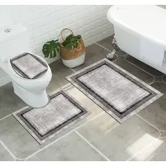 ANGELES DEL HOGAR - Set alfombras de Baño Con diseños 3 piezas Gris Claro