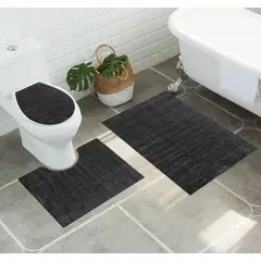 ANGELES DEL HOGAR - Set alfombras de Baño Con diseños 3 piezas Gris