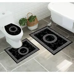 ANGELES DEL HOGAR - Set alfombras de Baño Con diseños 3 piezas Negro