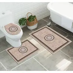 ANGELES DEL HOGAR - Set alfombras de Baño Con diseños 3 piezas Café Claro