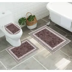 ANGELES DEL HOGAR - Set alfombras de Baño Con diseños 3 piezas Café tenue